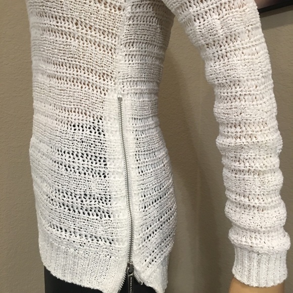 MICHAEL KORS Knit Pullover Sweater White Silver Side Zippers Women's X-Small - Picture 5 of 11